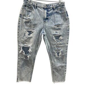 Kancan Collie Mom Jeans size 15 / 31 High Rise Stone Wash Distressed Ripped 90s